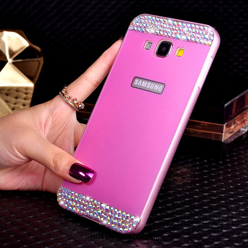 Samsung Galaxy A8 Hoesje Dun Roze Metaal, Samsung Galaxy A8 Hoesje Ster Omlijsting