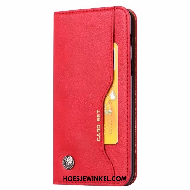 Samsung Galaxy A8 Hoesje Hoes Leren Etui Mobiele Telefoon, Samsung Galaxy A8 Hoesje Folio Rood