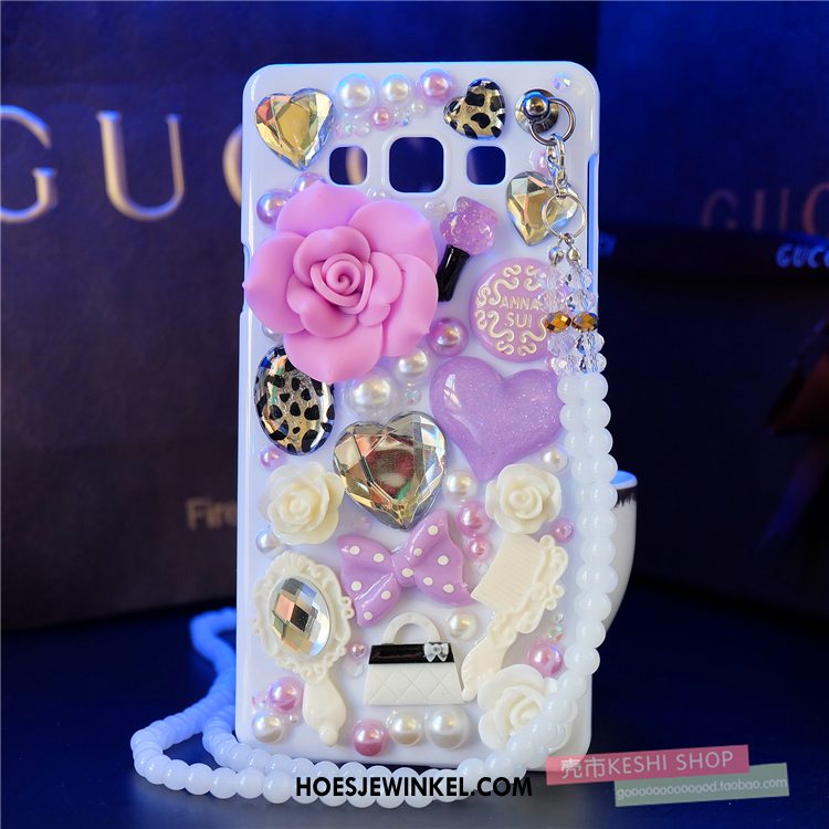 Samsung Galaxy A8 Hoesje Parel Bescherming Luxe, Samsung Galaxy A8 Hoesje Bloemen Met Strass