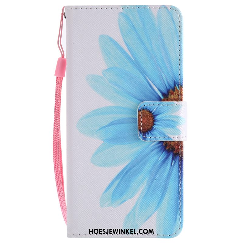 Samsung Galaxy A8 Hoesje Ster Bescherming Folio, Samsung Galaxy A8 Hoesje Zonnebloem Blauw