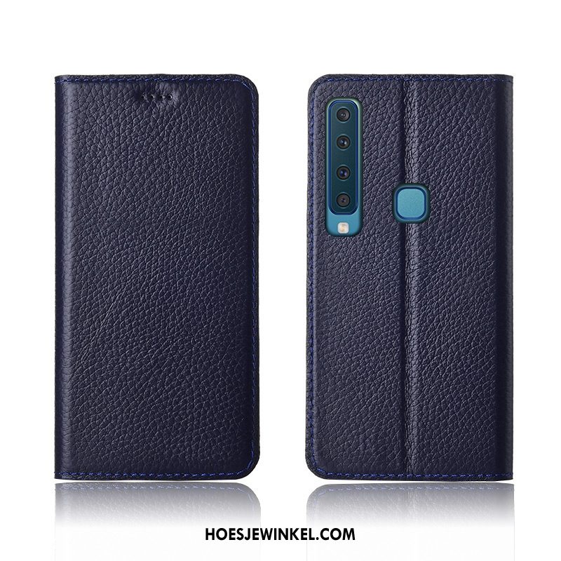 Samsung Galaxy A9 2018 Hoesje Echt Leer Folio Siliconen, Samsung Galaxy A9 2018 Hoesje Leren Etui Hoes