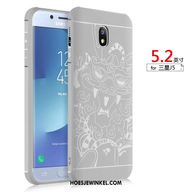 Samsung Galaxy J5 2017 Hoesje Siliconen Bescherming Dragon Patroon, Samsung Galaxy J5 2017 Hoesje Anti-fall Reliëf