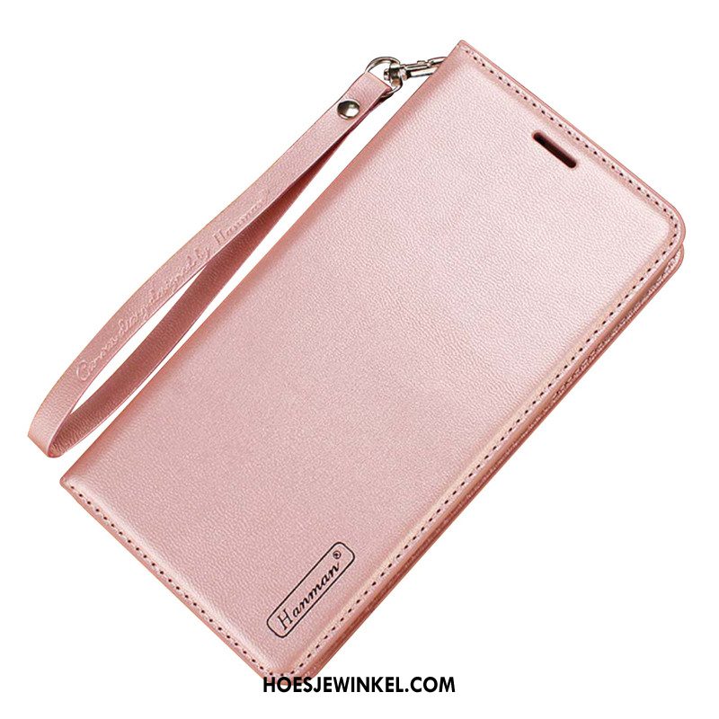 Samsung Galaxy M20 Hoesje Folio Leren Etui Roze, Samsung Galaxy M20 Hoesje Echt Leer Mobiele Telefoon