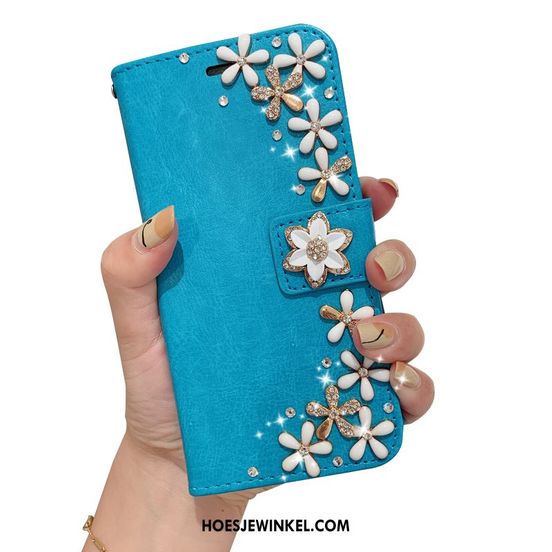 Samsung Galaxy M20 Hoesje Luxe Mode Blauw, Samsung Galaxy M20 Hoesje Ster Leren Etui