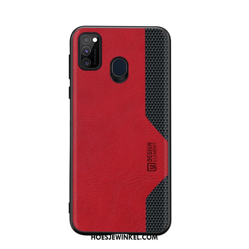 Samsung Galaxy M30s Hoesje Siliconen Ster Anti-fall, Samsung Galaxy M30s Hoesje Leer Rood