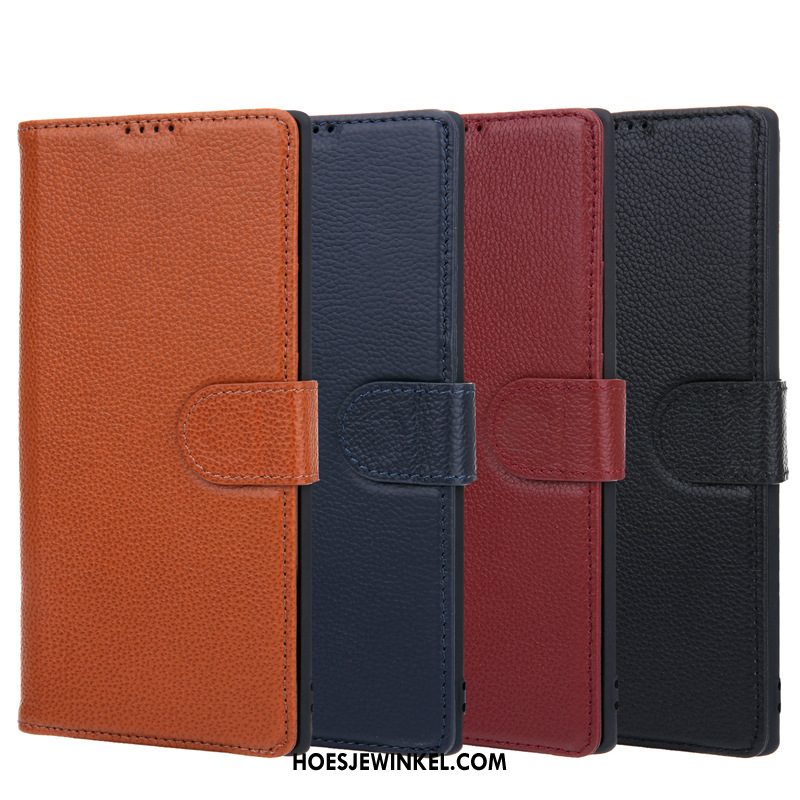 Samsung Galaxy Note 10+ Hoesje Folio Leren Etui Ster, Samsung Galaxy Note 10+ Hoesje Mobiele Telefoon Braun