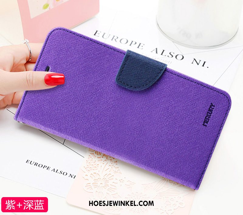 Samsung Galaxy Note 10+ Hoesje Leren Etui Ster Purper, Samsung Galaxy Note 10+ Hoesje Mobiele Telefoon