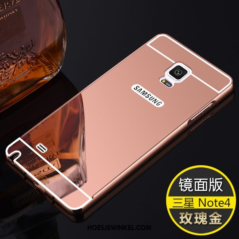 Samsung Galaxy Note 4 Hoesje Bescherming Spiegel Ster, Samsung Galaxy Note 4 Hoesje Hoes Rose Goud