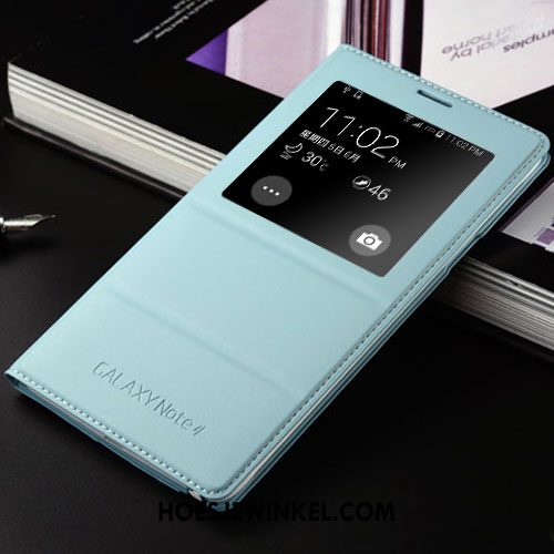 Samsung Galaxy Note 4 Hoesje Clamshell Leren Etui Hoes, Samsung Galaxy Note 4 Hoesje Anti-fall Ster