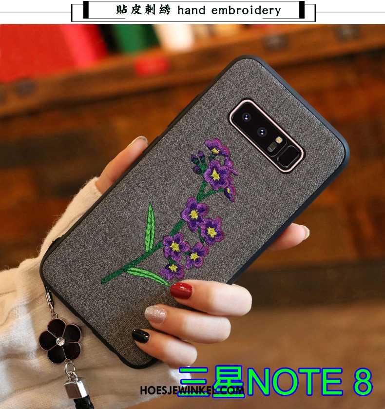 Samsung Galaxy Note 8 Hoesje Bescherming Borduurwerk Siliconen, Samsung Galaxy Note 8 Hoesje Grijs All Inclusive