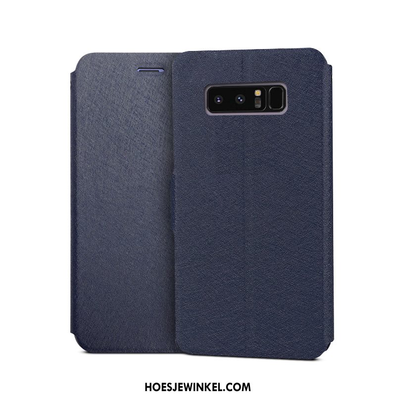Samsung Galaxy Note 8 Hoesje Clamshell Donkerblauw Mobiele Telefoon, Samsung Galaxy Note 8 Hoesje Leren Etui Ster