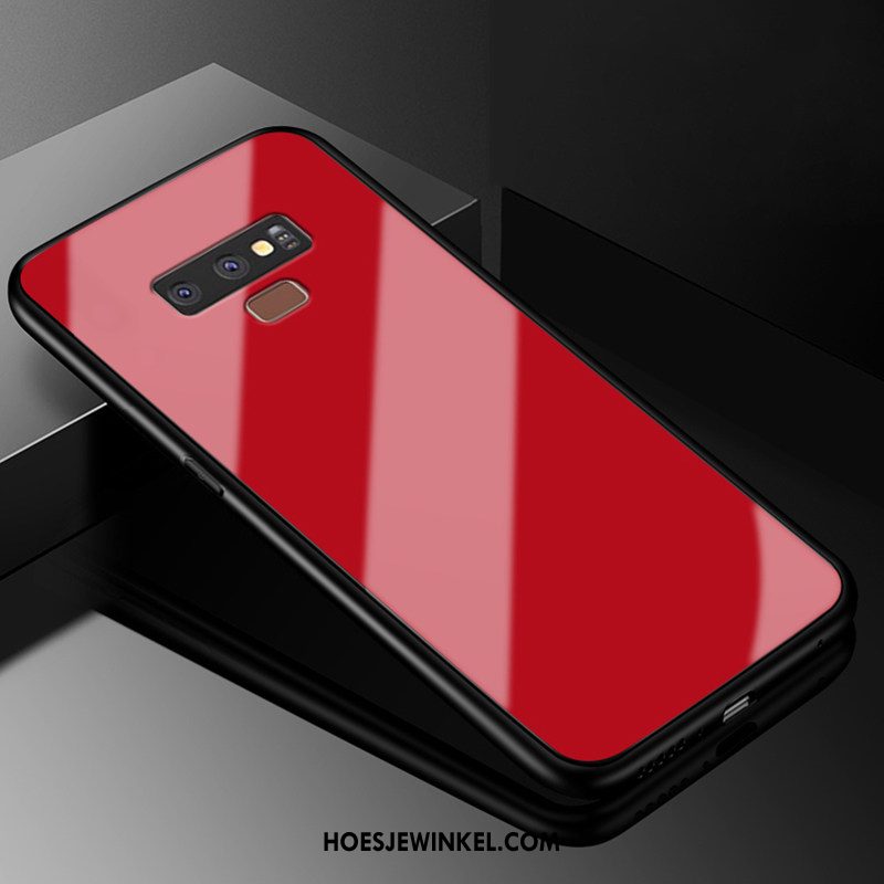 Samsung Galaxy Note 9 Hoesje Glas Persoonlijk Effen Kleur, Samsung Galaxy Note 9 Hoesje Bescherming Rood