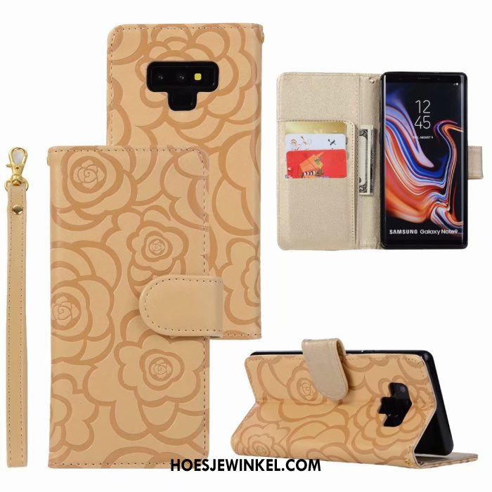 Samsung Galaxy Note 9 Hoesje Hoes Anti-fall Leren Etui, Samsung Galaxy Note 9 Hoesje Goud All Inclusive