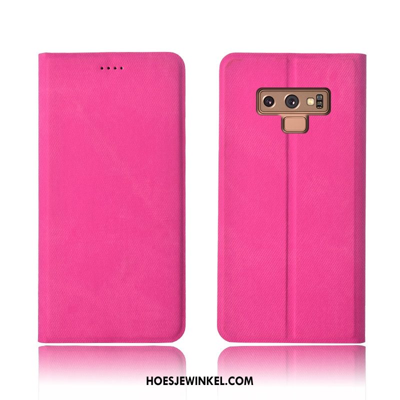 Samsung Galaxy Note 9 Hoesje Roze Clamshell Leren Etui, Samsung Galaxy Note 9 Hoesje Nieuw Ster