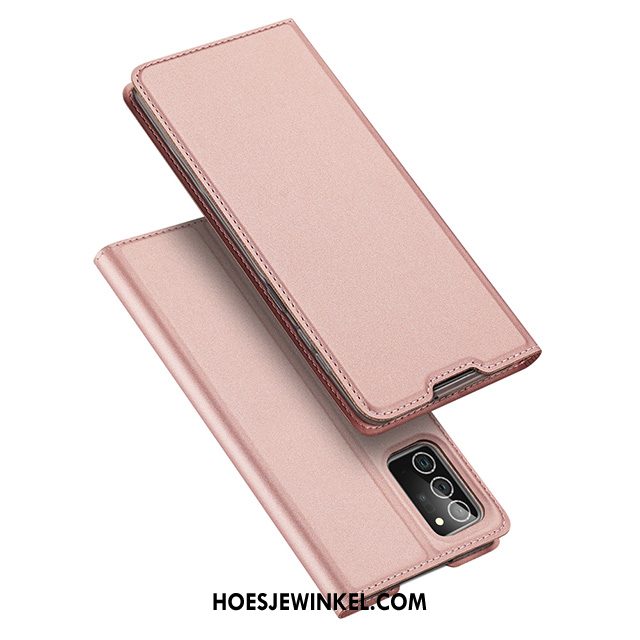 Samsung Galaxy Note20 Hoesje Leren Etui Anti-fall Mobiele Telefoon, Samsung Galaxy Note20 Hoesje Clamshell Roze