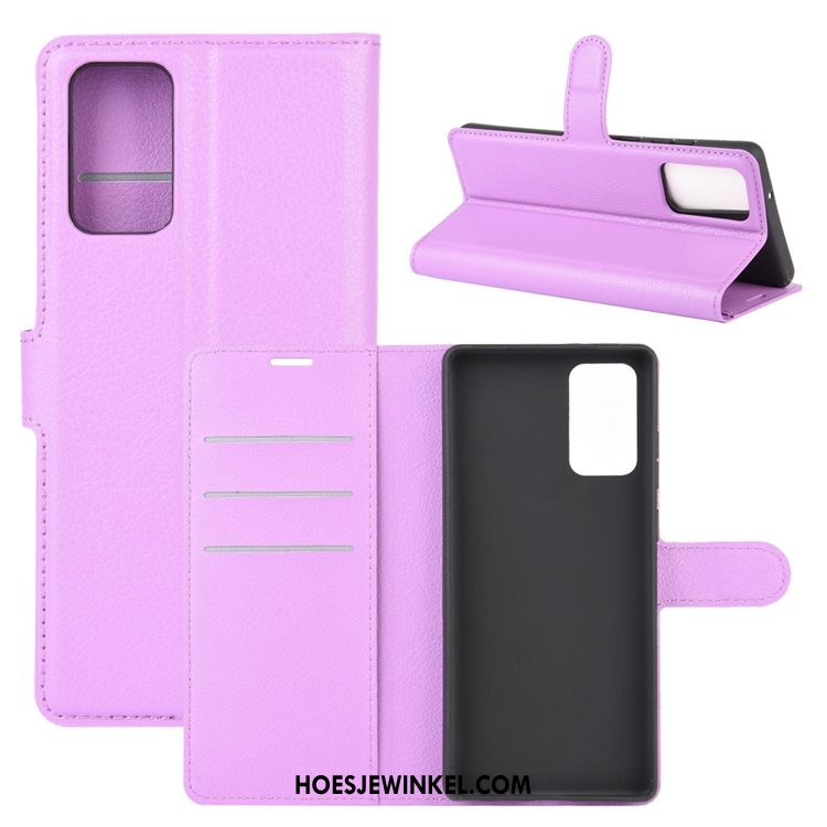 Samsung Galaxy Note20 Hoesje Leren Etui Mobiele Telefoon Clamshell, Samsung Galaxy Note20 Hoesje Purper Ster