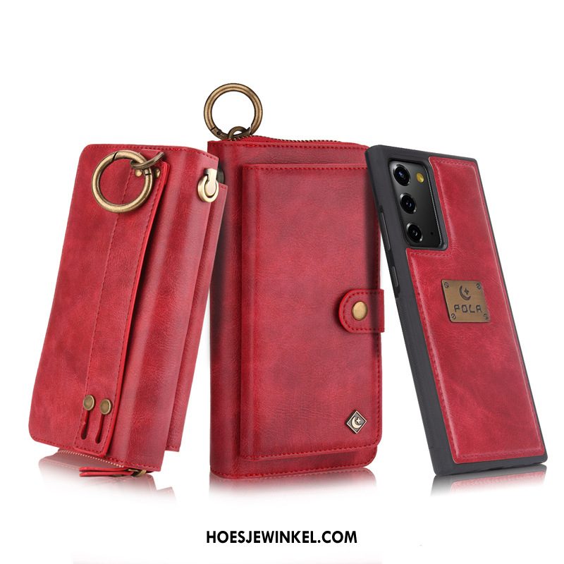 Samsung Galaxy Note20 Hoesje Mobiele Telefoon Folio Ster, Samsung Galaxy Note20 Hoesje Leren Etui Rood