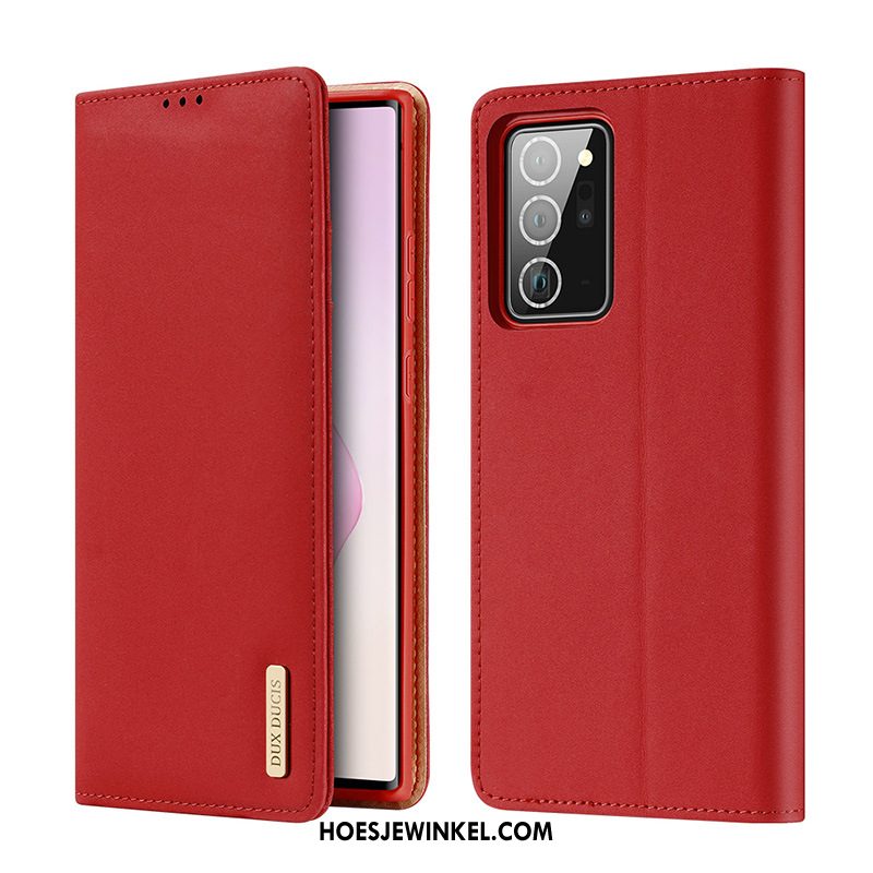 Samsung Galaxy Note20 Hoesje Rood Ster Mobiele Telefoon, Samsung Galaxy Note20 Hoesje Leren Etui