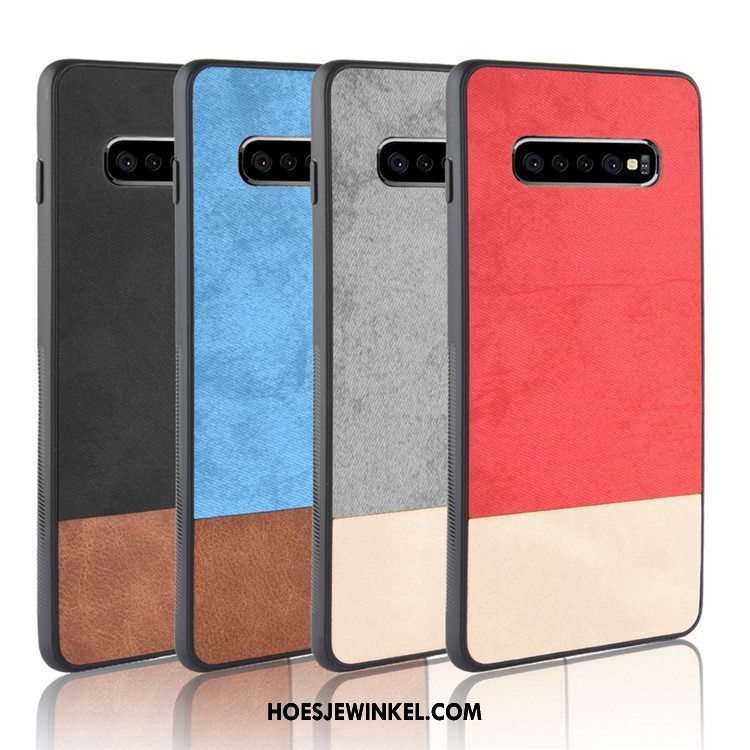 Samsung Galaxy S10+ Hoesje Gemengde Kleuren Bescherming Ster, Samsung Galaxy S10+ Hoesje Grijs Leer