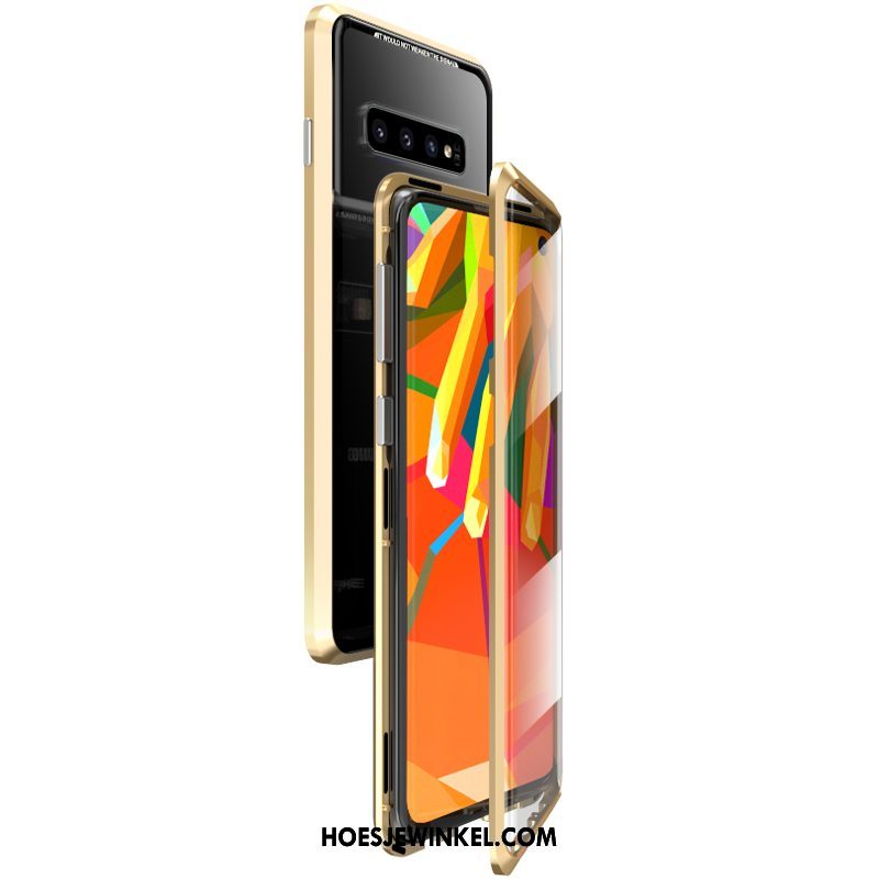 Samsung Galaxy S10+ Hoesje Glas Bescherming All Inclusive, Samsung Galaxy S10+ Hoesje Ster Goud