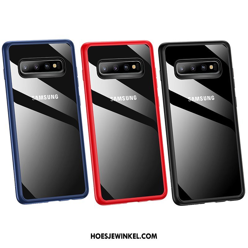 Samsung Galaxy S10+ Hoesje Rood Doorzichtig Anti-fall, Samsung Galaxy S10+ Hoesje Hoes Scheppend