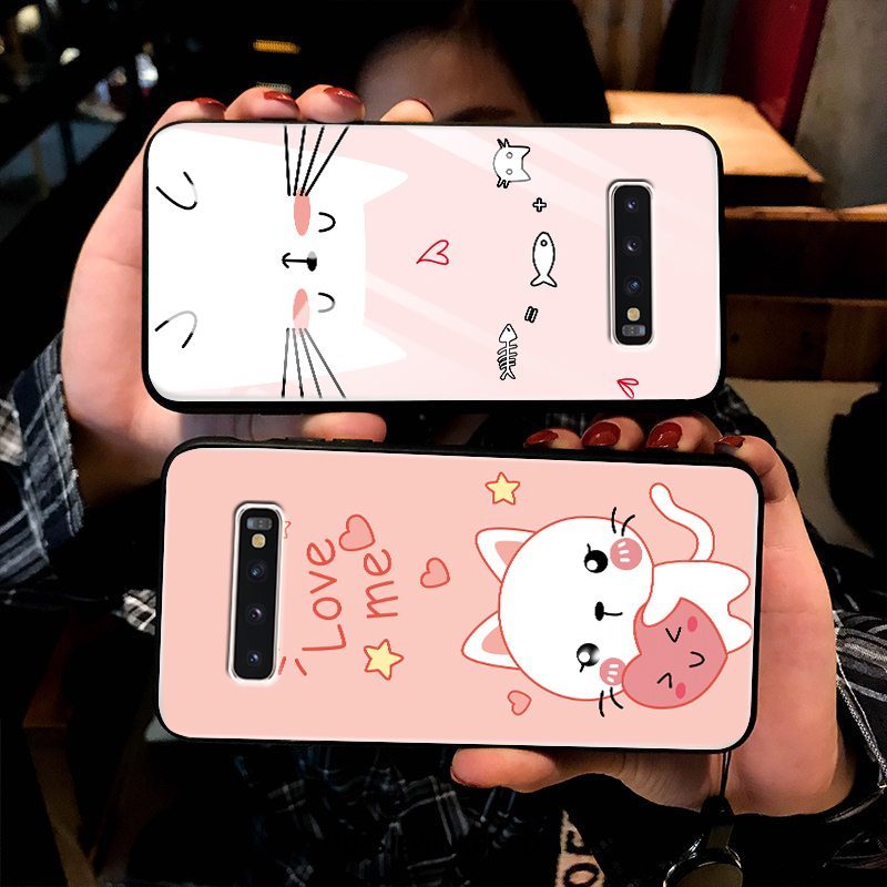 Samsung Galaxy S10 Hoesje Roze Kunst Siliconen, Samsung Galaxy S10 Hoesje Persoonlijk Glas