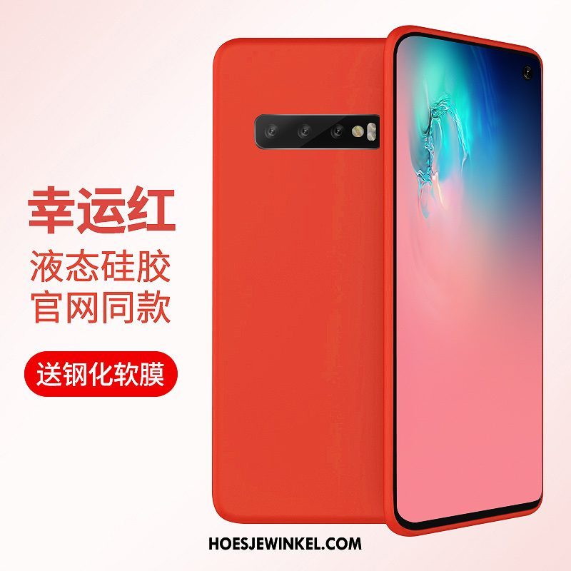 Samsung Galaxy S10+ Hoesje Ster Bescherming Siliconen, Samsung Galaxy S10+ Hoesje Nieuw Net Red