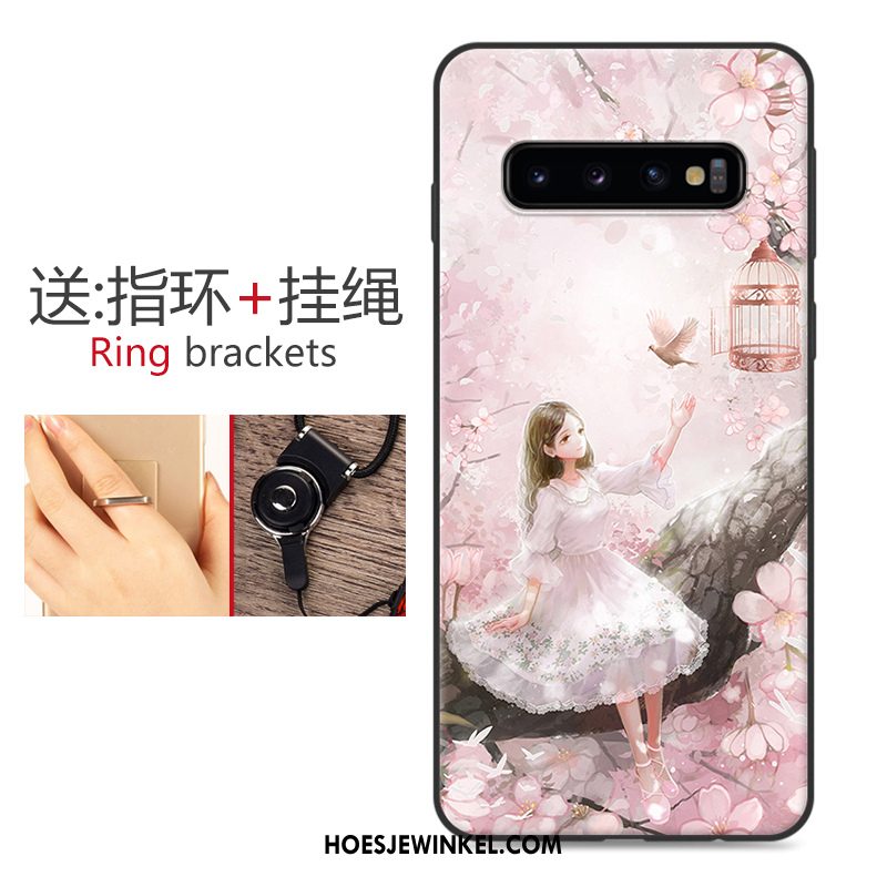 Samsung Galaxy S10 Hoesje Trendy Merk Mooie Ster, Samsung Galaxy S10 Hoesje Roze Schrobben