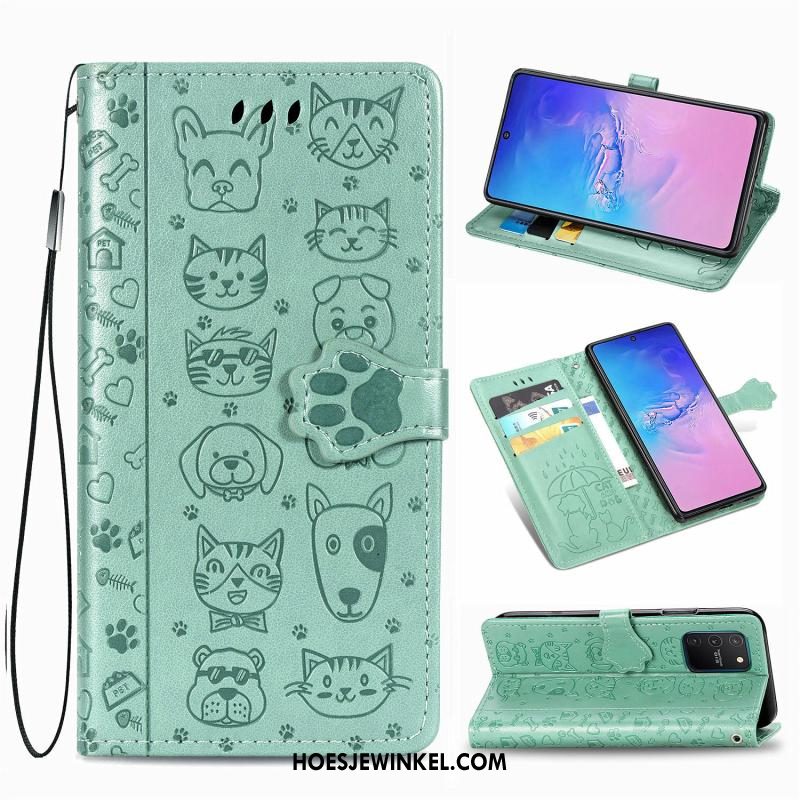 Samsung Galaxy S10 Lite Hoesje Anti-fall Patroon Leren Etui, Samsung Galaxy S10 Lite Hoesje Groen Mooie