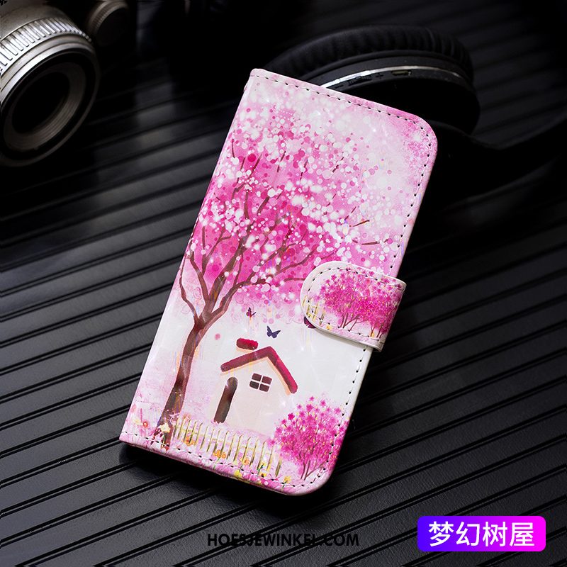 Samsung Galaxy S10 Lite Hoesje Bescherming Ster Leren Etui, Samsung Galaxy S10 Lite Hoesje Anti-fall Roze