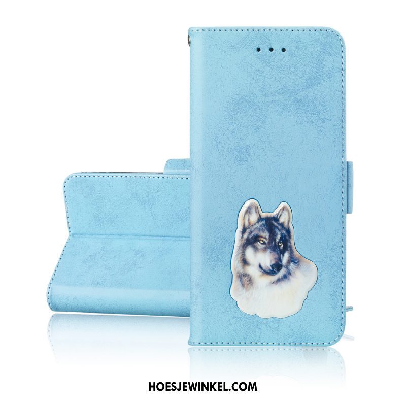 Samsung Galaxy S10e Hoesje Kaart Leren Etui Mobiele Telefoon, Samsung Galaxy S10e Hoesje Spotprent Blauw