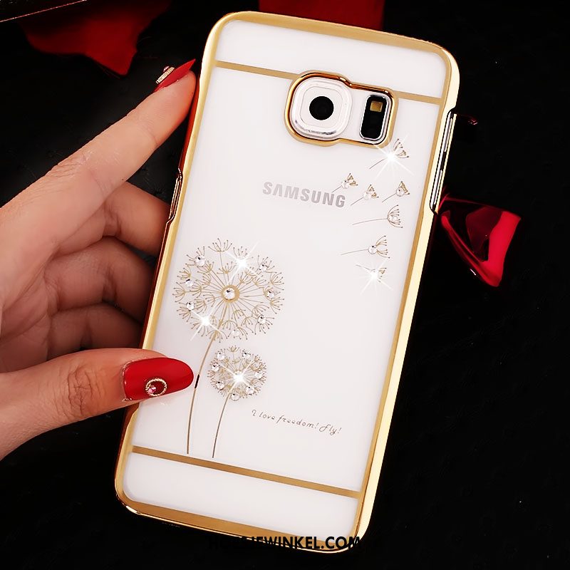 Samsung Galaxy S6 Edge Hoesje Doorzichtig Goud Hoes, Samsung Galaxy S6 Edge Hoesje Met Strass Bescherming