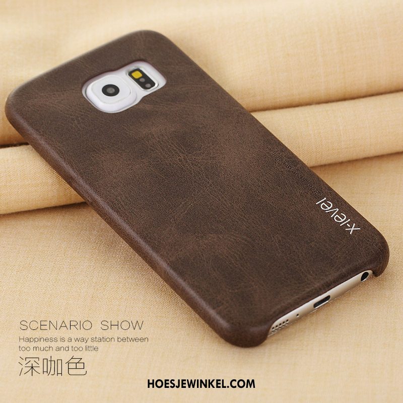 Samsung Galaxy S6 Hoesje Nieuw Leren Etui Anti-fall, Samsung Galaxy S6 Hoesje Hoes Diepe Kleur