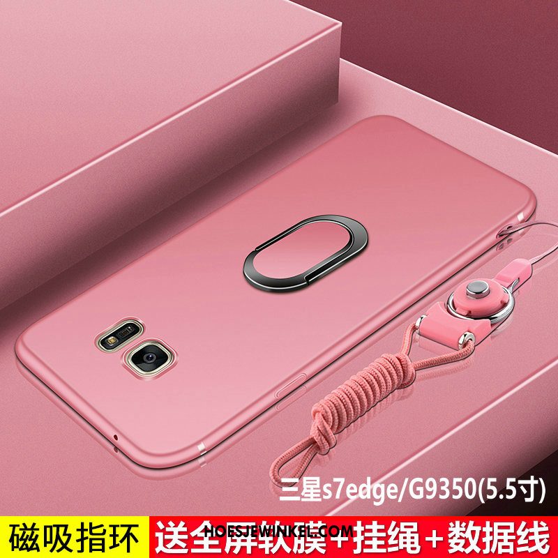 Samsung Galaxy S7 Edge Hoesje Schrobben Roze Ster, Samsung Galaxy S7 Edge Hoesje Zacht Mobiele Telefoon