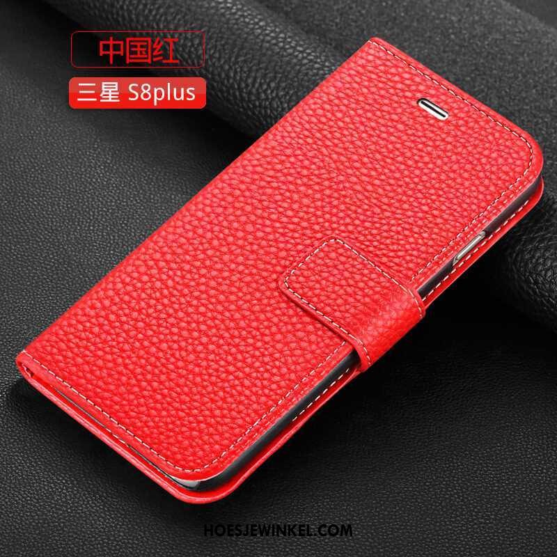 Samsung Galaxy S8+ Hoesje Hoes Ster Mobiele Telefoon, Samsung Galaxy S8+ Hoesje Rood Leren Etui