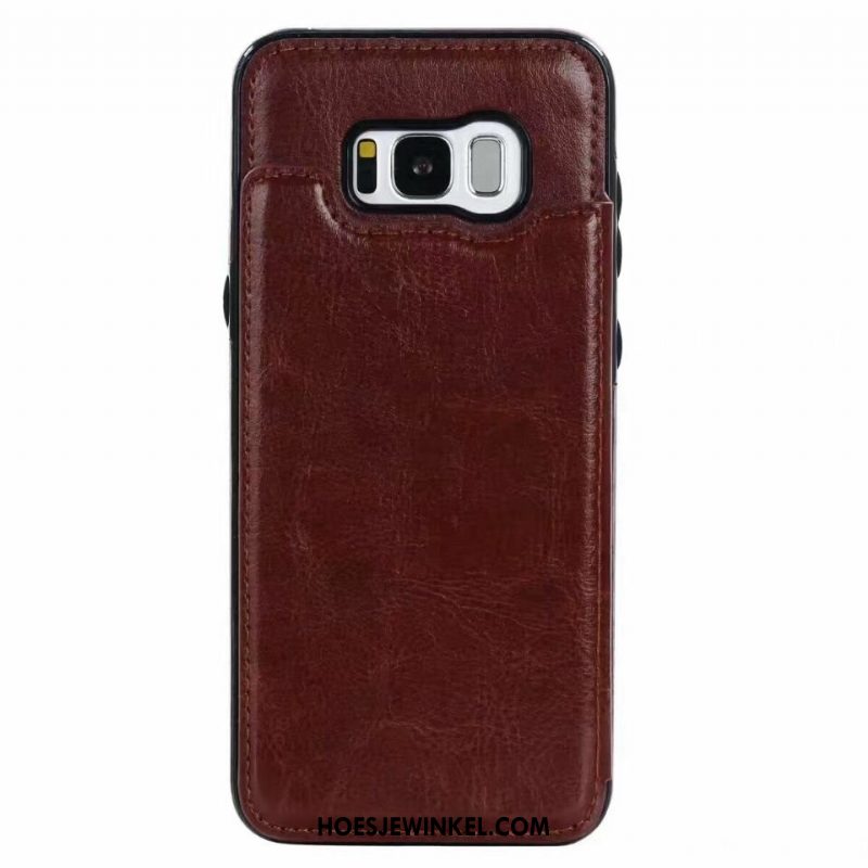 Samsung Galaxy S8+ Hoesje Leren Etui Scheppend Mobiele Telefoon, Samsung Galaxy S8+ Hoesje Kaart Ster Braun