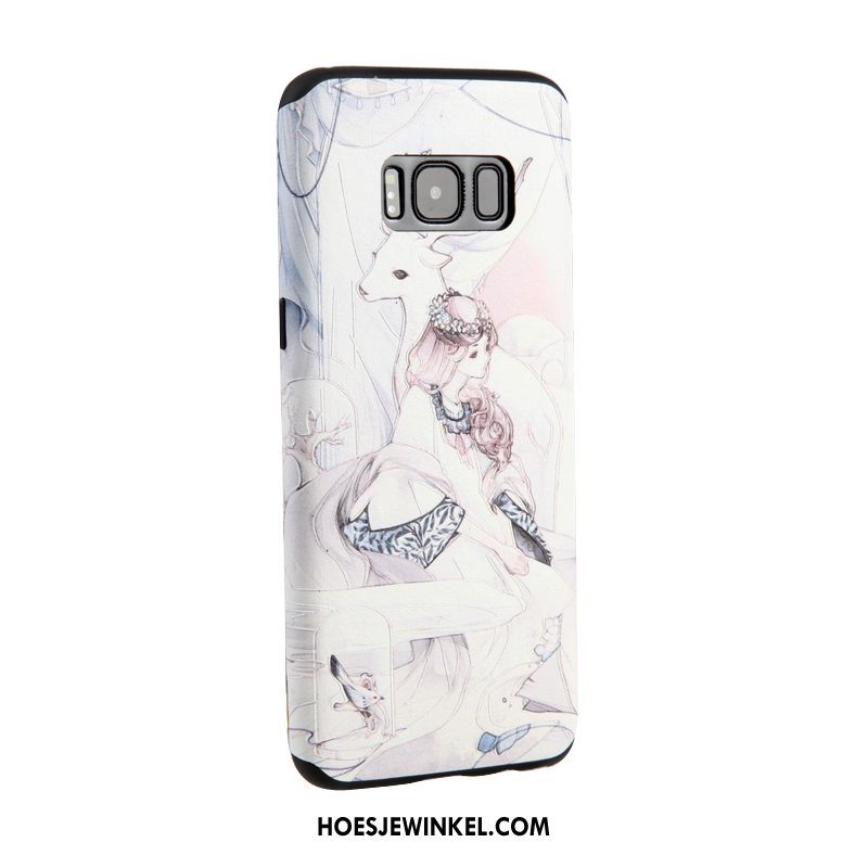 Samsung Galaxy S8+ Hoesje Ster Wit Zacht, Samsung Galaxy S8+ Hoesje Reliëf Bloemen