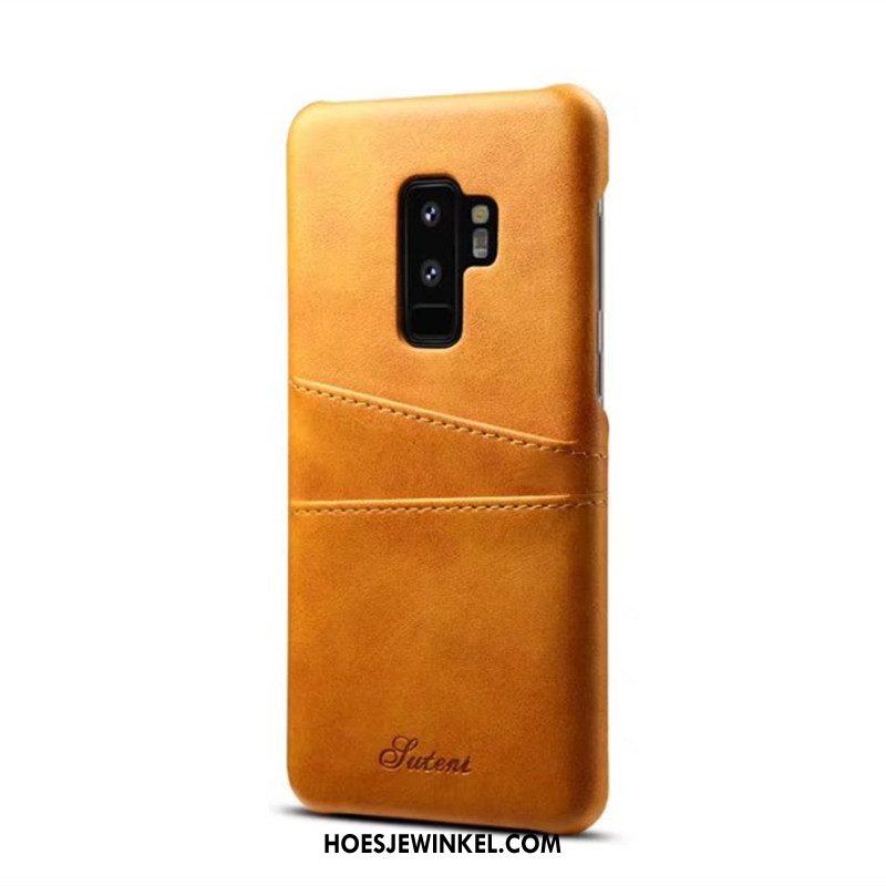 Samsung Galaxy S9+ Hoesje Anti-fall Kaart Ster, Samsung Galaxy S9+ Hoesje Geel Leren Etui