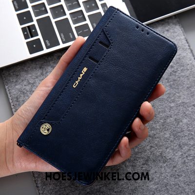 Samsung Galaxy S9+ Hoesje Blauw Nieuw Echt Leer, Samsung Galaxy S9+ Hoesje Dun Leren Etui