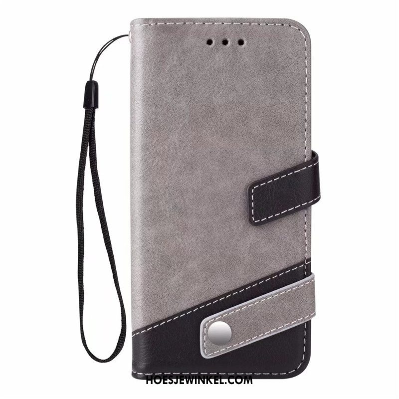 Samsung Galaxy S9+ Hoesje Leren Etui Zacht Grijs, Samsung Galaxy S9+ Hoesje Hanger Mobiele Telefoon