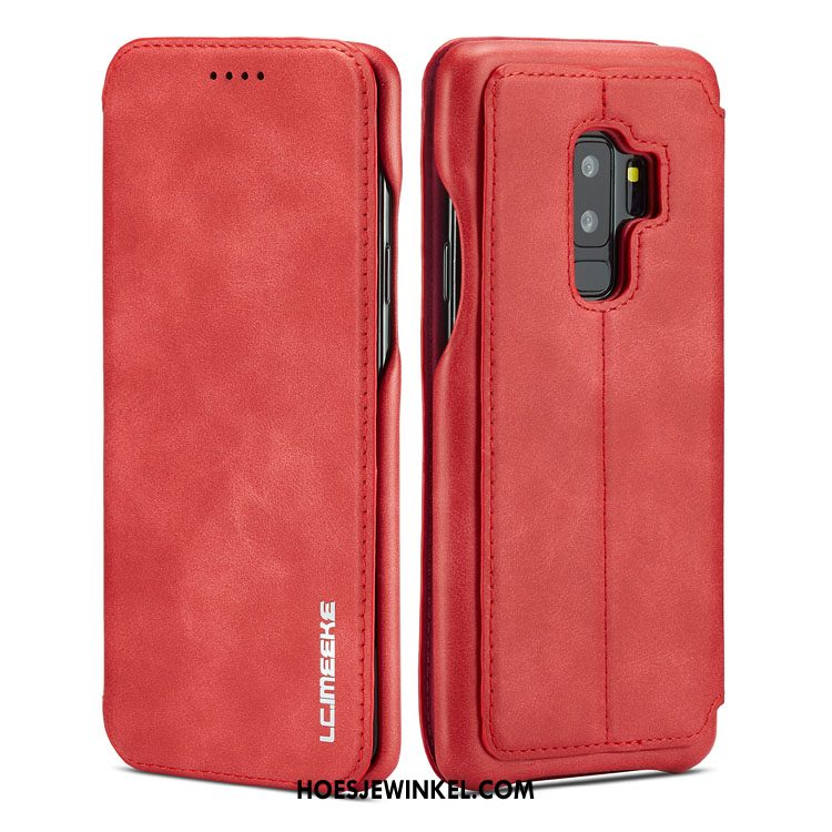 Samsung Galaxy S9+ Hoesje Rood Zacht Folio, Samsung Galaxy S9+ Hoesje Leer Bedrijf