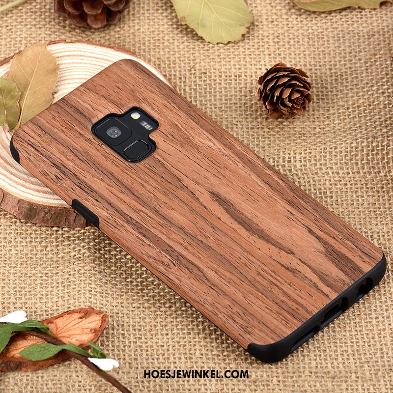 Samsung Galaxy S9 Hoesje Trend Ster Zacht, Samsung Galaxy S9 Hoesje Siliconen Houtnerf Braun