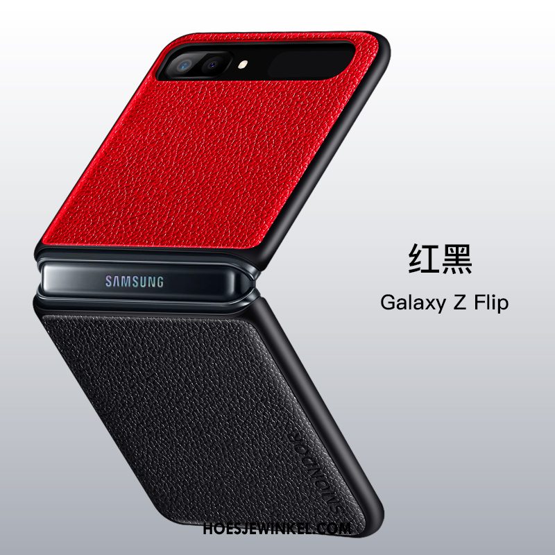 Samsung Z Flip Hoesje Ster Rood Mobiele Telefoon, Samsung Z Flip Hoesje Leer All Inclusive