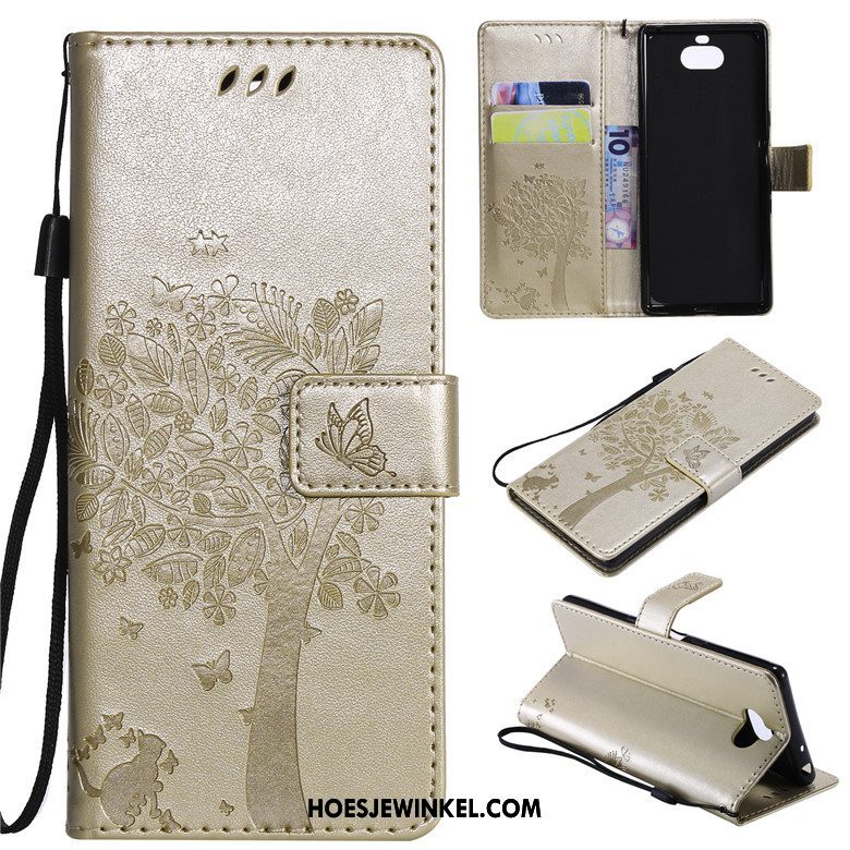 Sony Xperia 10 Hoesje Mobiele Telefoon Hoes Leren Etui, Sony Xperia 10 Hoesje All Inclusive Goud