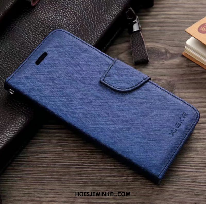 Sony Xperia 5 Hoesje Leren Etui Folio Donkerblauw, Sony Xperia 5 Hoesje Mobiele Telefoon Patroon