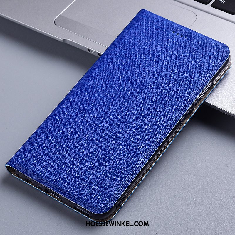 Sony Xperia L3 Hoesje Folio Blauw Katoen En Linnen, Sony Xperia L3 Hoesje Anti-fall Leren Etui