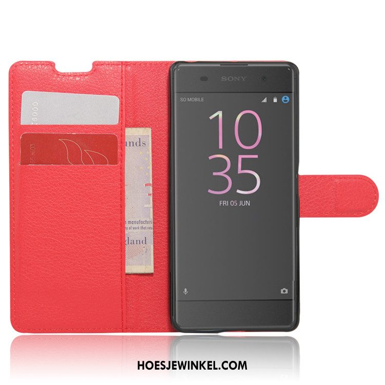 Sony Xperia Xa1 Plus Hoesje Mobiele Telefoon Rood Bescherming, Sony Xperia Xa1 Plus Hoesje Portemonnee Leren Etui