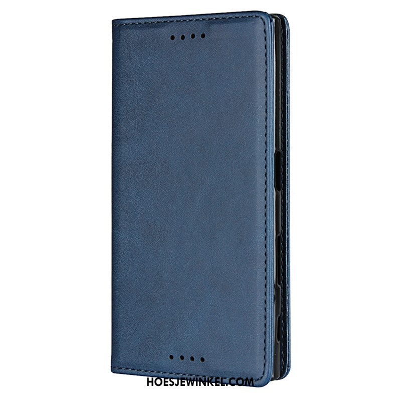 Sony Xperia Xa1 Ultra Hoesje Mobiele Telefoon Blauw Hoes, Sony Xperia Xa1 Ultra Hoesje Leren Etui Koe