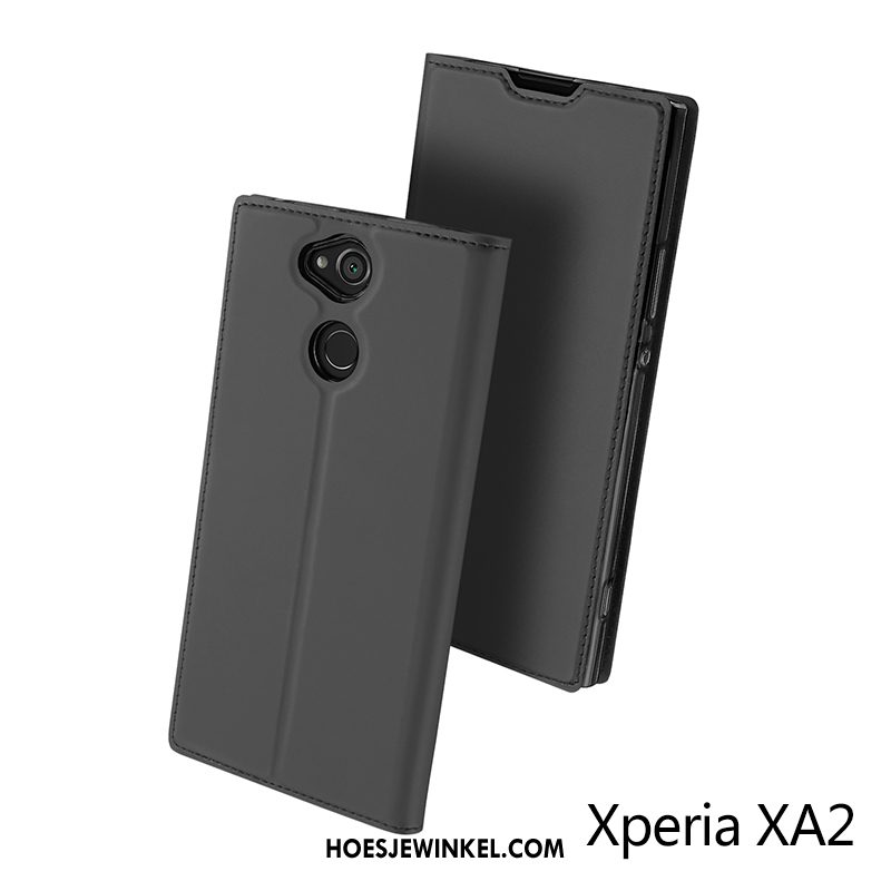 Sony Xperia Xa2 Hoesje Leren Etui Anti-fall Bescherming, Sony Xperia Xa2 Hoesje Zwart Trend