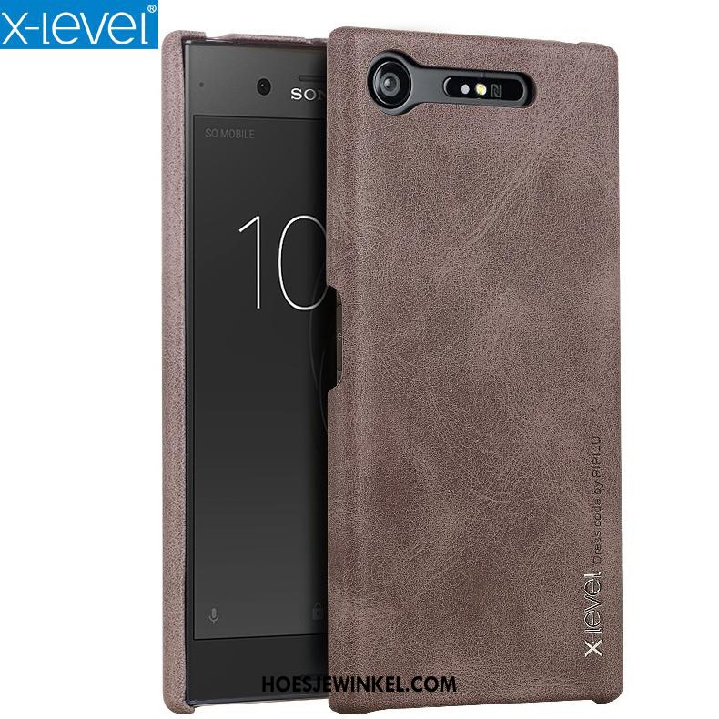 Sony Xperia Xz1 Hoesje Mobiele Telefoon Bedrijf Hoes, Sony Xperia Xz1 Hoesje Bescherming Leer Braun